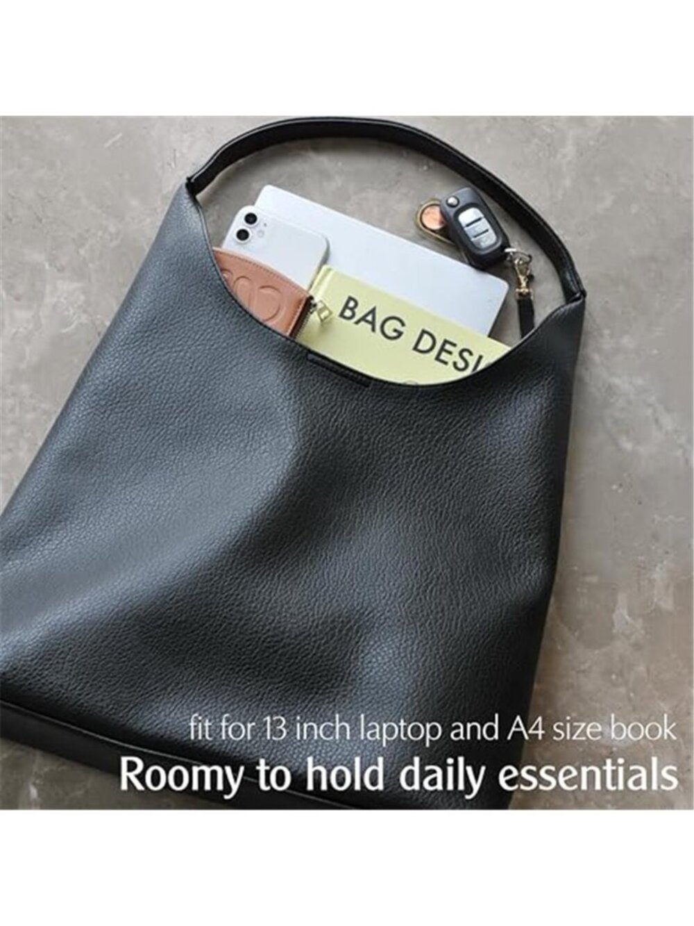 Hobo Bag for Women Soft Vegan Leather Shoulder Tote Purse - Picture 6 of 7